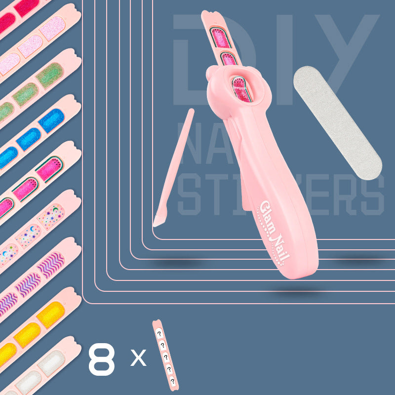 Glam Nail Cross-Border Children Girls Makeup Nail Stickers Set Girls Play House Handmade Diy Nail Stickers Makeup Toys