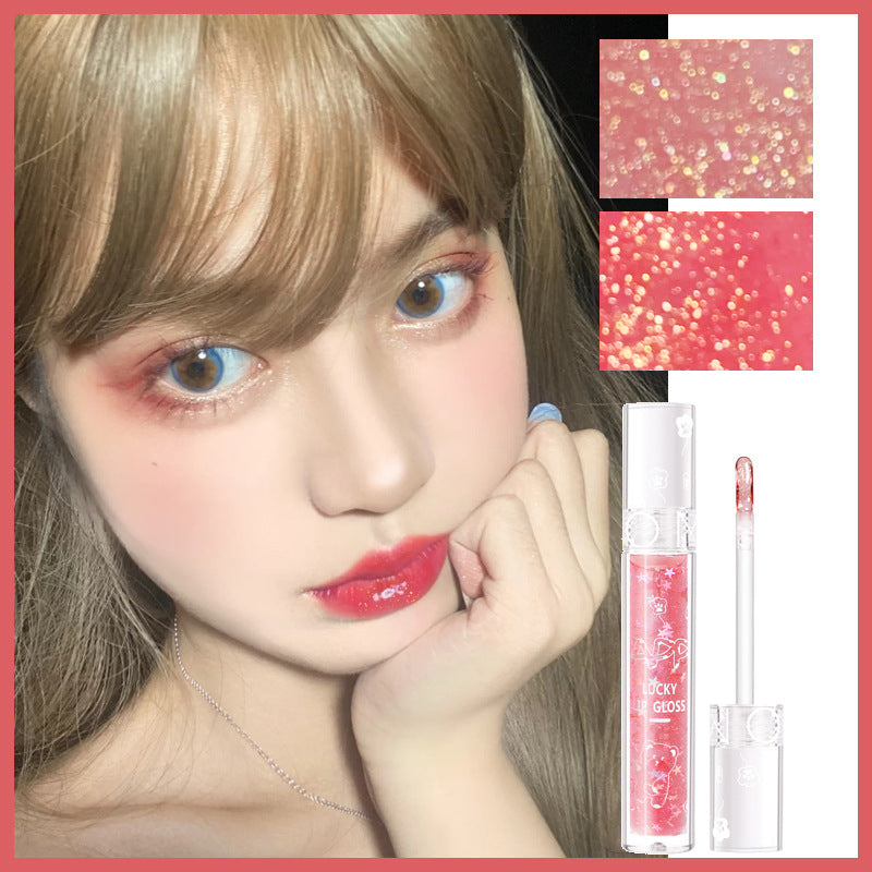 Lucky Star Diamond Crystal Lip Gloss Lip Glaze Transparent Jelly Lip Band Shine Moisturizing Girl Toot