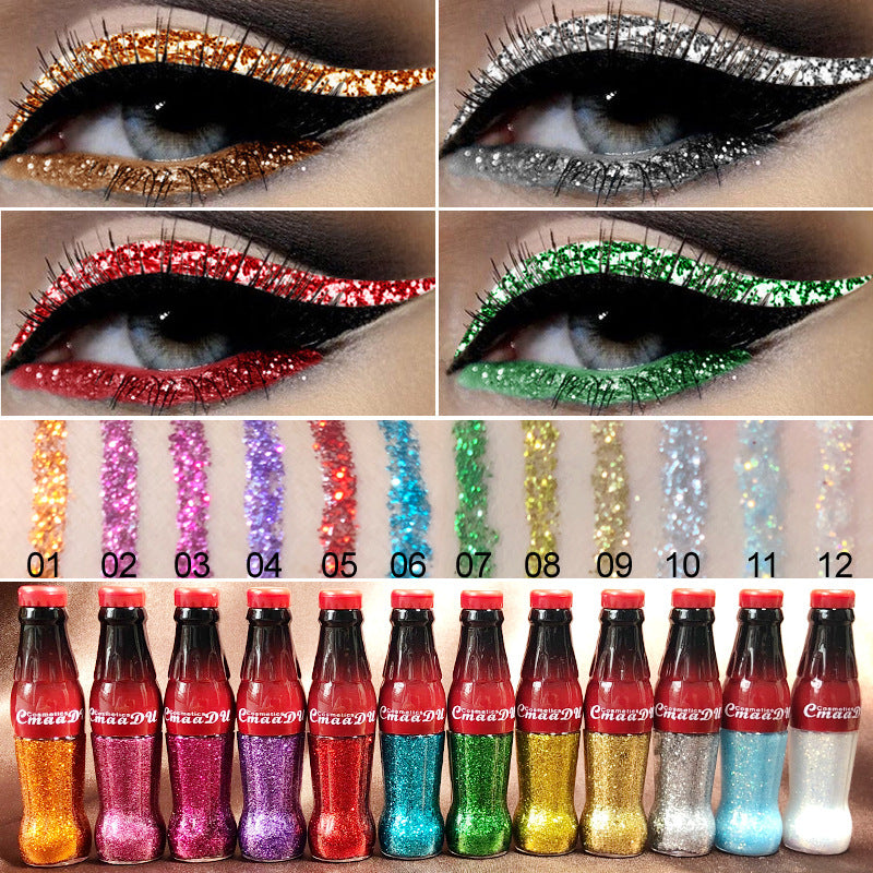 CmaaDu Color Eyeliner Glitter Pencil Women Party Smoky Sexy Eyes Liner Diamond Shining Glitter Eyeliner Makeup Cosmetics Beauty