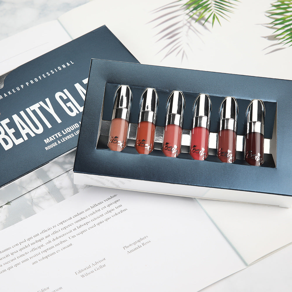 Kissing Beauty Glazed Christmas Set Lipstick Lip Glaze Matte Non-stick Cup