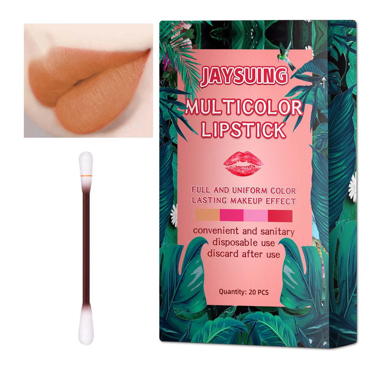 Jaysuing Cotton Swab Lipstick Lip Gloss Ladies Durable Matte Cigarette Box Portable Creative Non Fading Lip Glaze