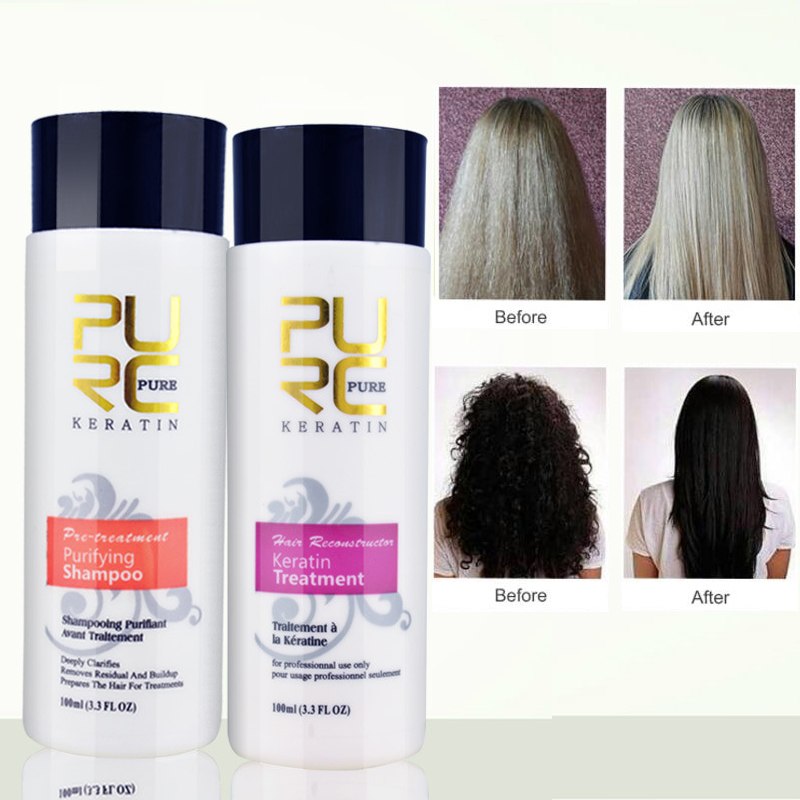 PURE Straightening Hair Nourishing And Straighten Damage Hair Products Brazilian Keratin Care Purifying Shampoo