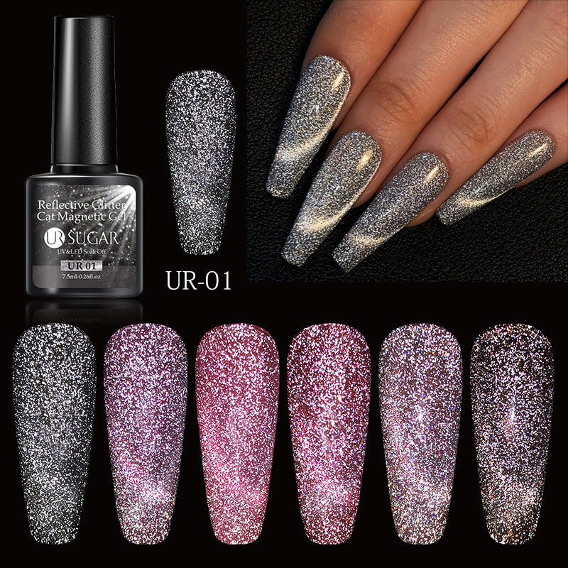 UR Sugar Laser Cat Eye Gel Nail Polish Manicure Crystal Diamond In The Debris Cat Eye Gel Polish