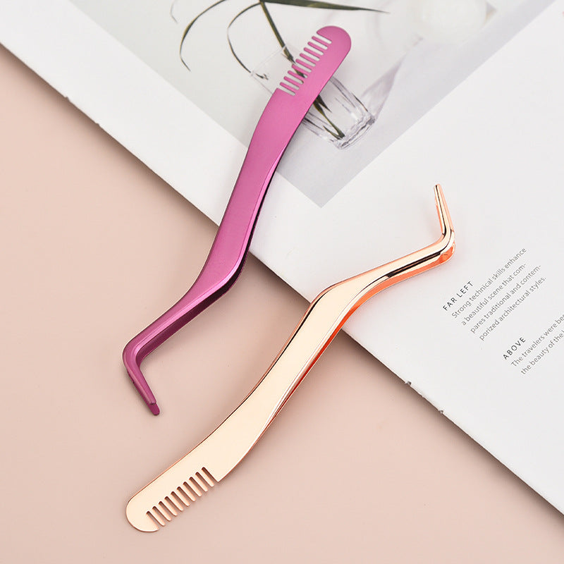 Eyelash With Comb Aid Metal Tweezers Beauty Tools