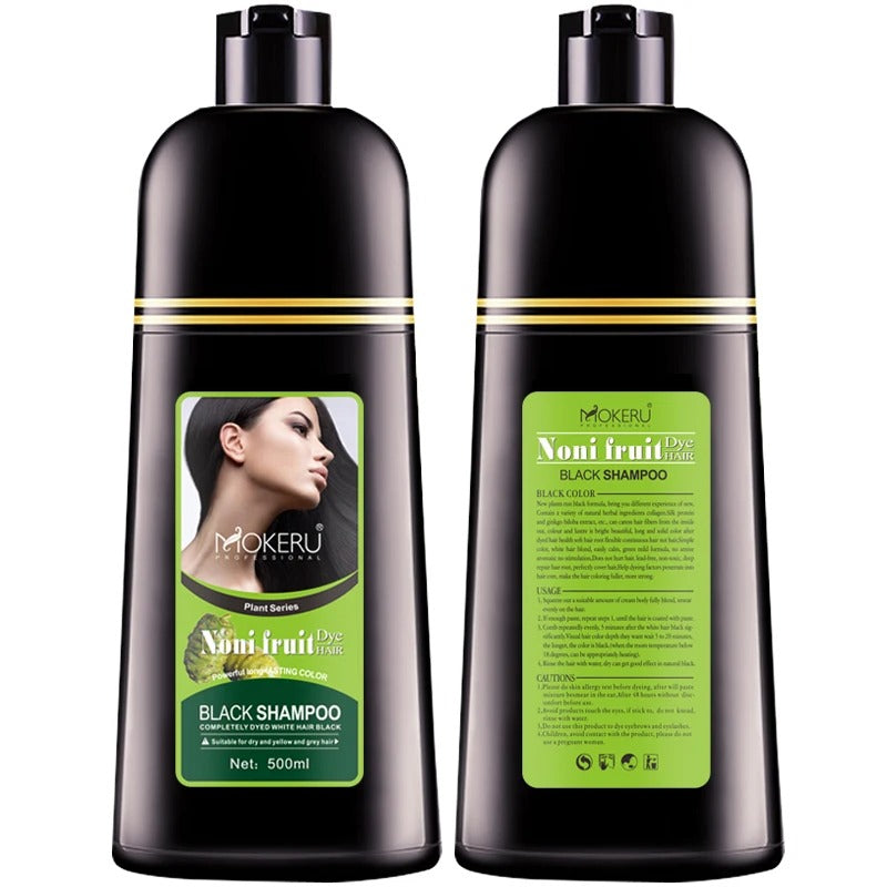 Mokeru Organic Natural Fast Hair Dye Only 5 Minutes Noni Plant Black Hair Color Dye Shampoo