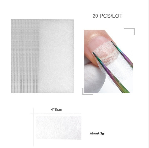 Fiber Builder 20 Units Silk fiberglass for nail extension UV non-woven silk shape DIY French acrylic fiber building gel manicure accessory