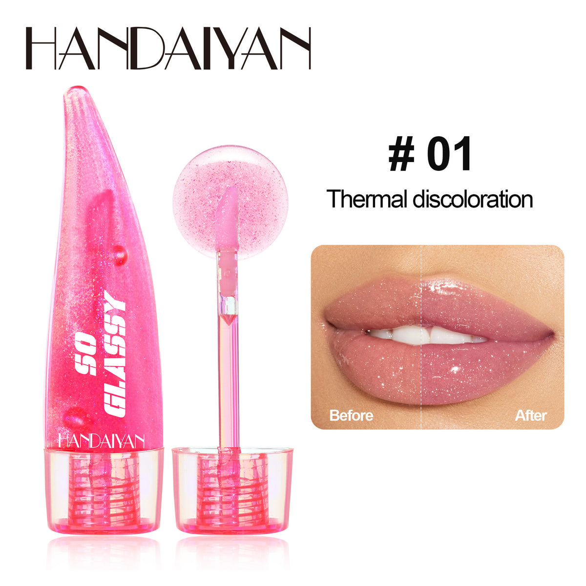 Handaiyan Color-changing Lip Gloss Pearlescent Mirror Glass Transparent
