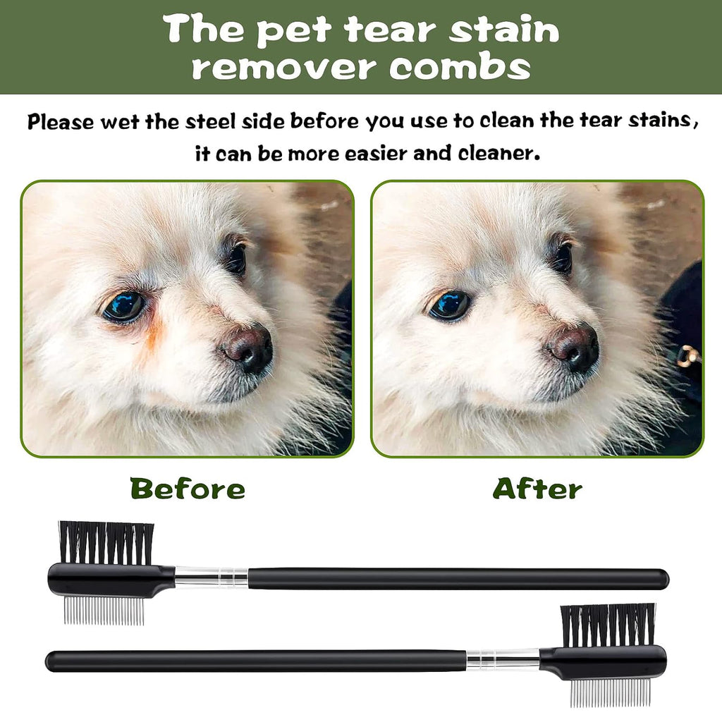 Dog Eye Comb Tear Stain Remover Comb Double-Head Tear Stain Comb For Small Dogs Metal Eye Booger Remover For Dogs Puppy Cat Grooming Comb For Removing Crust Mucus And Flea