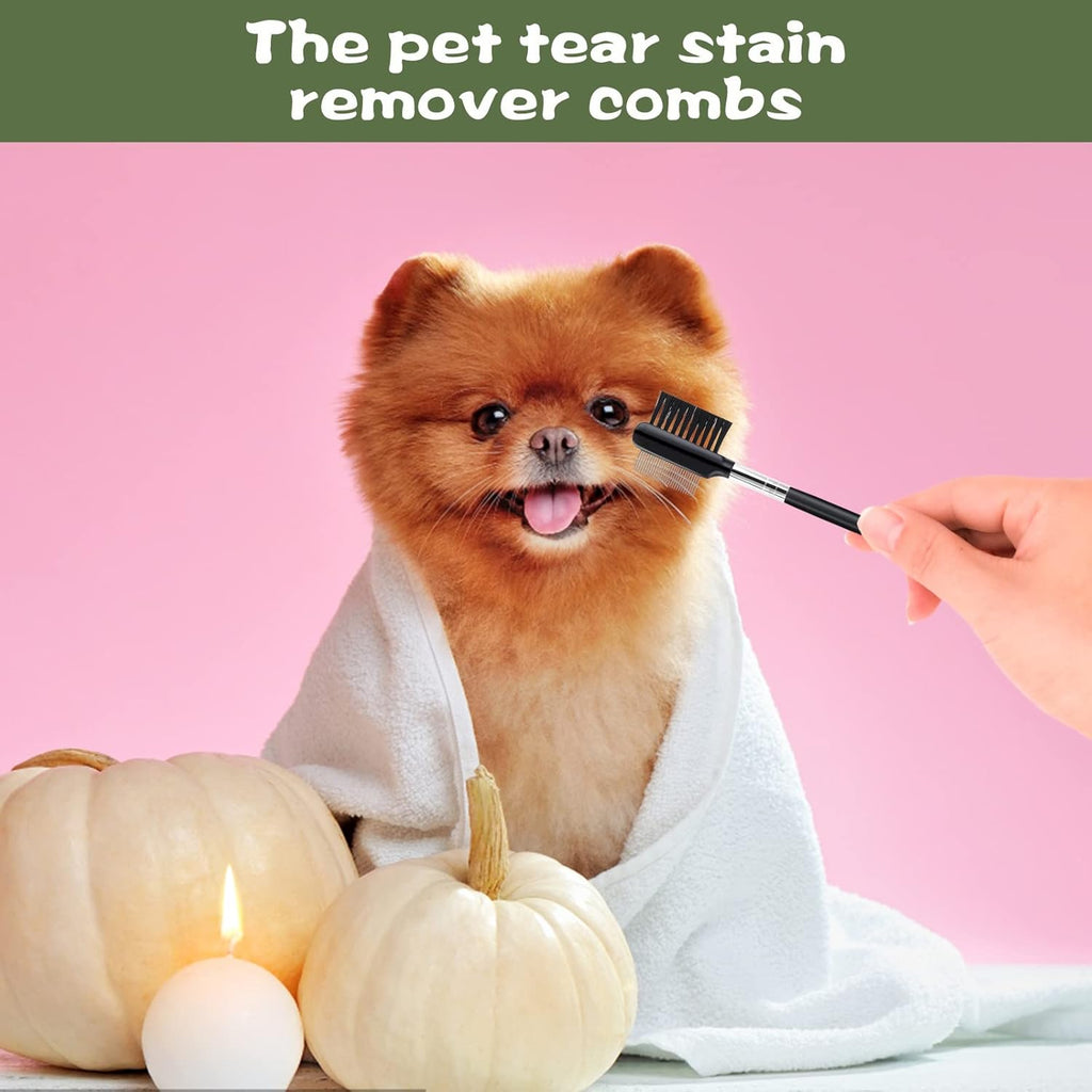 Dog Eye Comb Tear Stain Remover Comb Double-Head Tear Stain Comb For Small Dogs Metal Eye Booger Remover For Dogs Puppy Cat Grooming Comb For Removing Crust Mucus And Flea