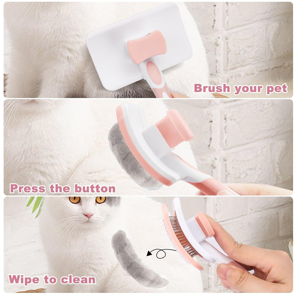 Pet Self Cleaning Slicker Brush Pet Hair Brush Dog Brush Cat Brush For Shedding Hair Pet Hair Removal Tool Safe Massage Comb For Long Middle-long, Short Hair