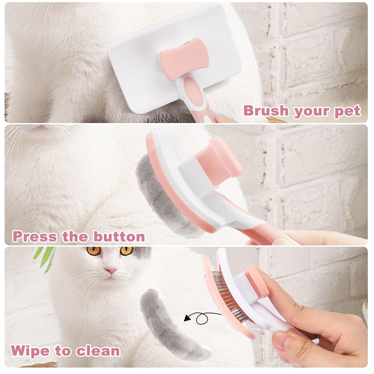 Pet Self Cleaning Slicker Brush Pet Hair Brush Dog Brush Cat Brush For Shedding Hair Pet Hair Removal Tool Safe Massage Comb For Long Middle-long, Short Hair