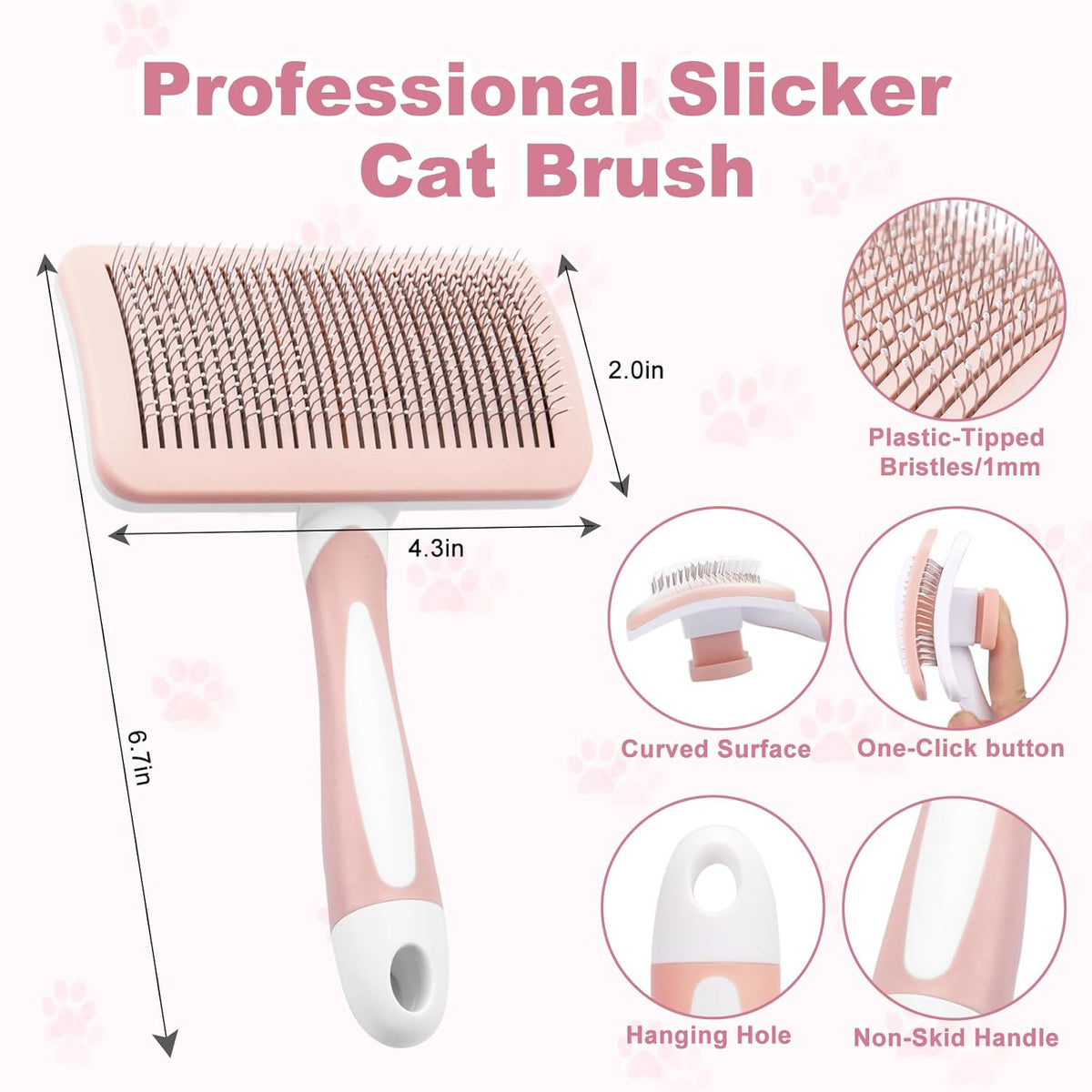 Pet Self Cleaning Slicker Brush Pet Hair Brush Dog Brush Cat Brush For Shedding Hair Pet Hair Removal Tool Safe Massage Comb For Long Middle-long, Short Hair