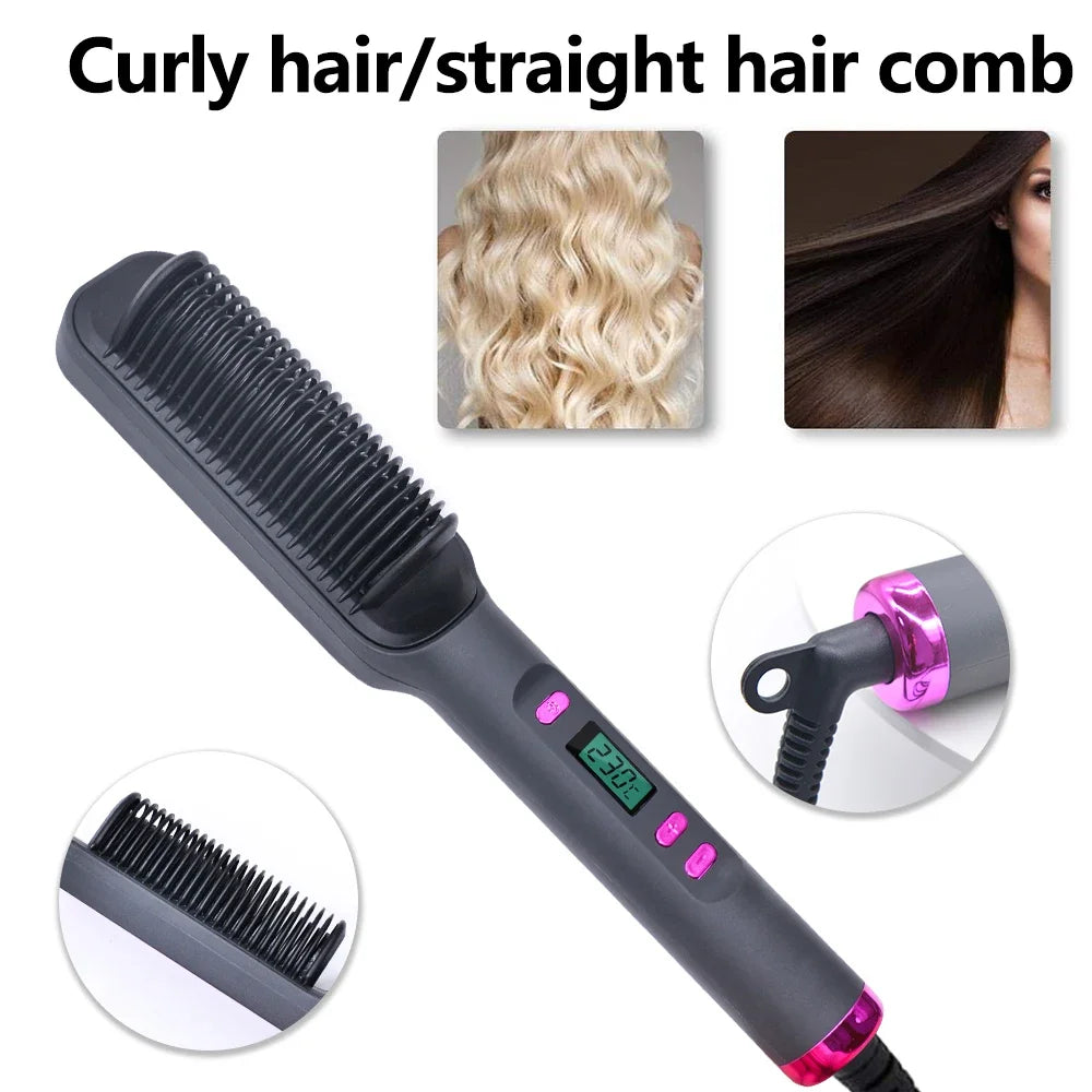 Electric Hot Comb Multifunctional Straight Hair Straightener Comb Negative Ion Anti-Scalding Styling Tool Straightening Brush, Default European Regulations When Placing An Order