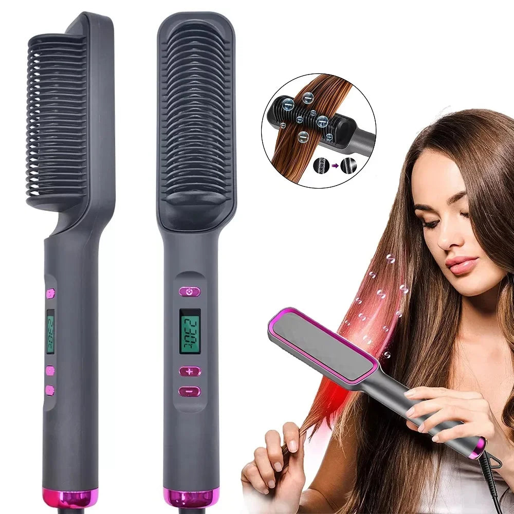 Electric Hot Comb Multifunctional Straight Hair Straightener Comb Negative Ion Anti-Scalding Styling Tool Straightening Brush, Default European Regulations When Placing An Order