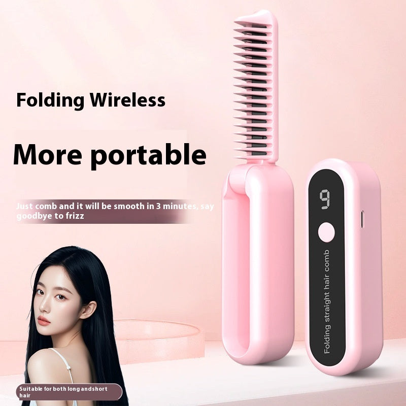 Modeling Straight Comb Wireless Charging Portable Negative Ion Hair Straightener
