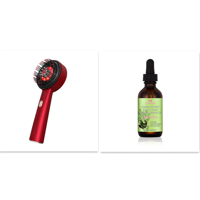 Electric Massage Comb Red Light Anti-slip Hair Care Multi-functional Massage Comb + Lanmay Essential Oil