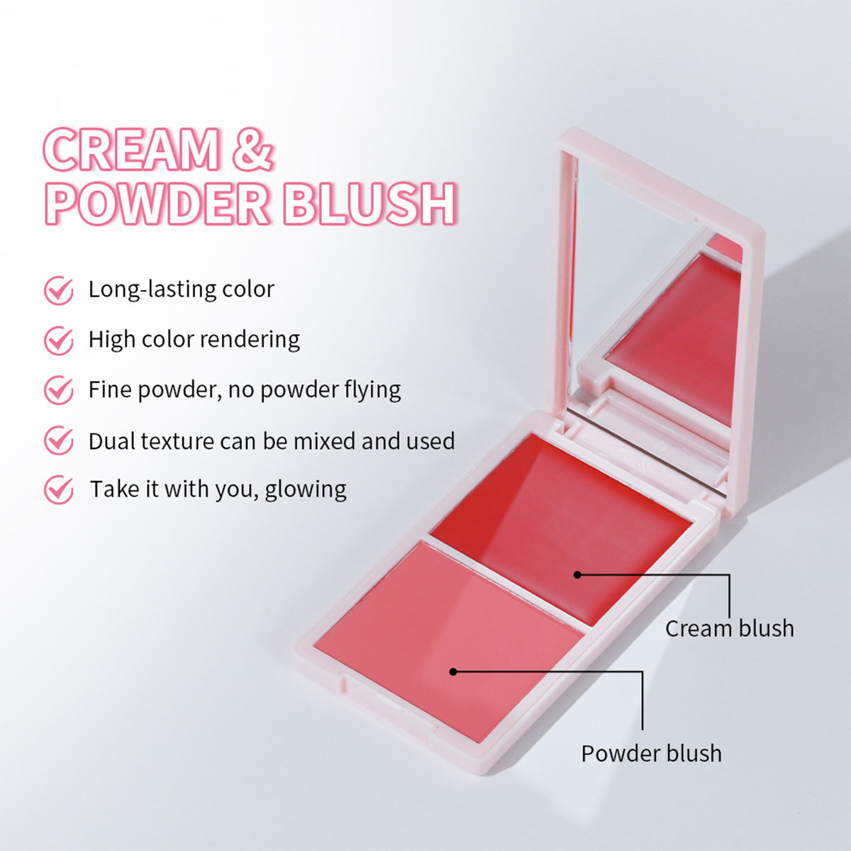 Lakerain Two-in-one Blusher Blush Powder Plate Not Easy To Smudge