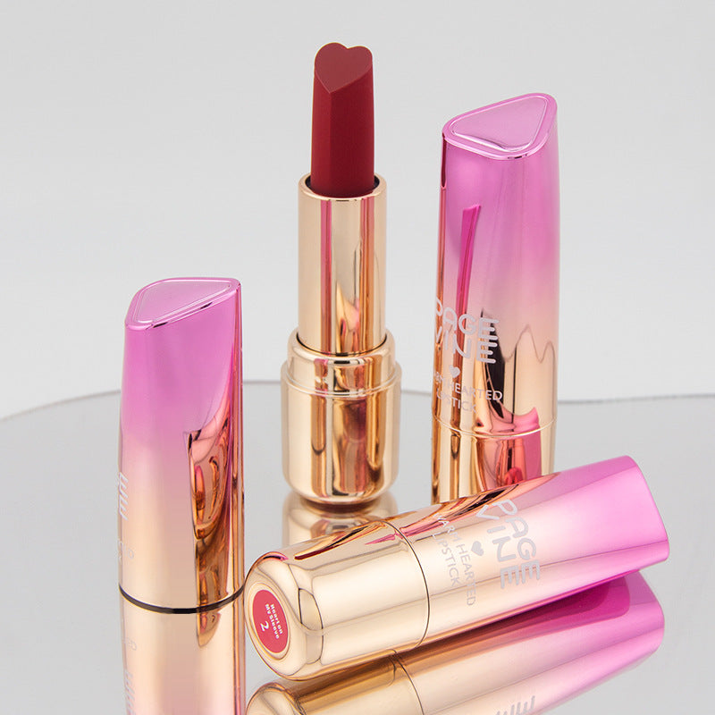 Page Vine Six-color Heart-shaped Matte Lipstick Easy To Color And Moisten