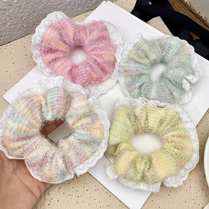 Plush Hair Ring Large Intestine Ring Candy Color Hair Rope
