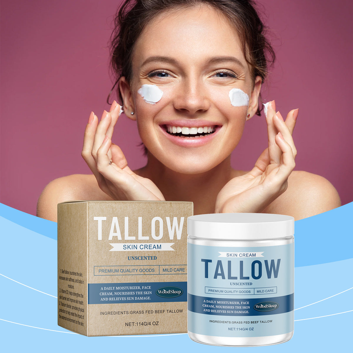 Tallow Butter Moisturizing Facial Cream Hydrating Nourishing Dry
