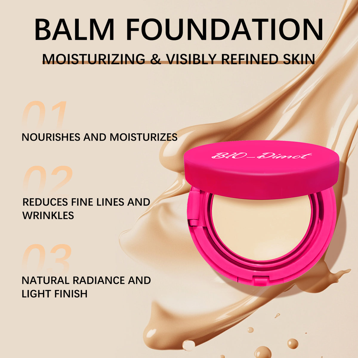 Bio-Dimot Foundation Cream Lightweight Moisturizing Nude Makeup Lasting
