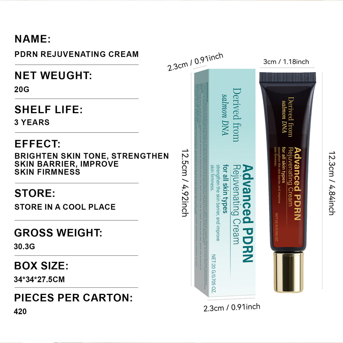 Advanced PDRN Skin-Activating Cream 20ml Hydrating Moisturizing Firming And Wrinkle Care Skin Moisturizing Cream
