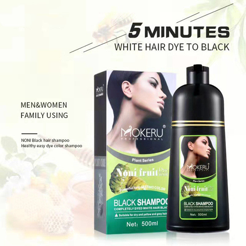 Mokeru Organic Natural Fast Hair Dye Only 5 Minutes Noni Plant Black Hair Color Dye Shampoo
