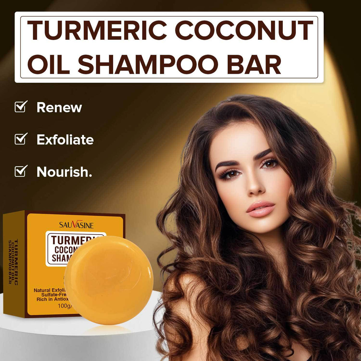 Sauvasine Cross-border New Turmeric Coconut Oil Shampoo Soap