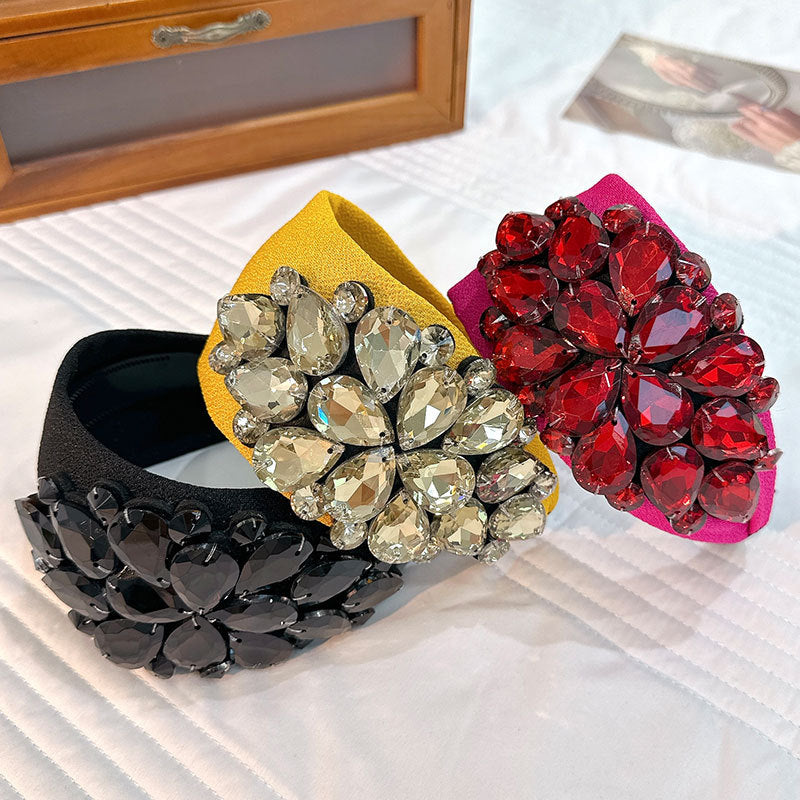 Design Solid Color Diamond-laid Headband Wide Edge Toothed Non-slip Face Wash Hair Band Headwear For Women