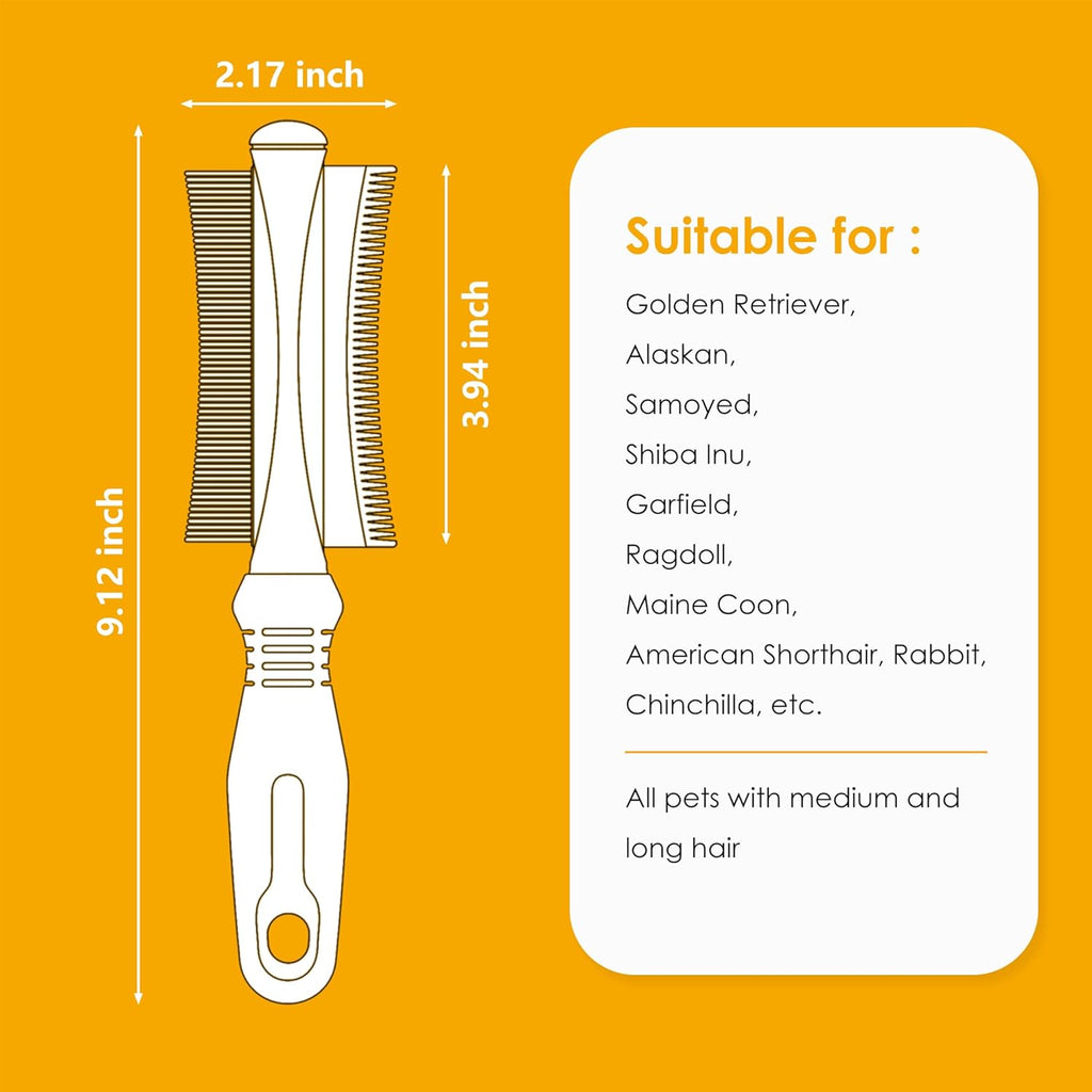 MiuPet 2 In 1 Dog Cat Deshedding Brush Grooming Comb Double Sided Professional Brush For Short Medium Or Long Hair Effectively Remove Dead Floating Hair