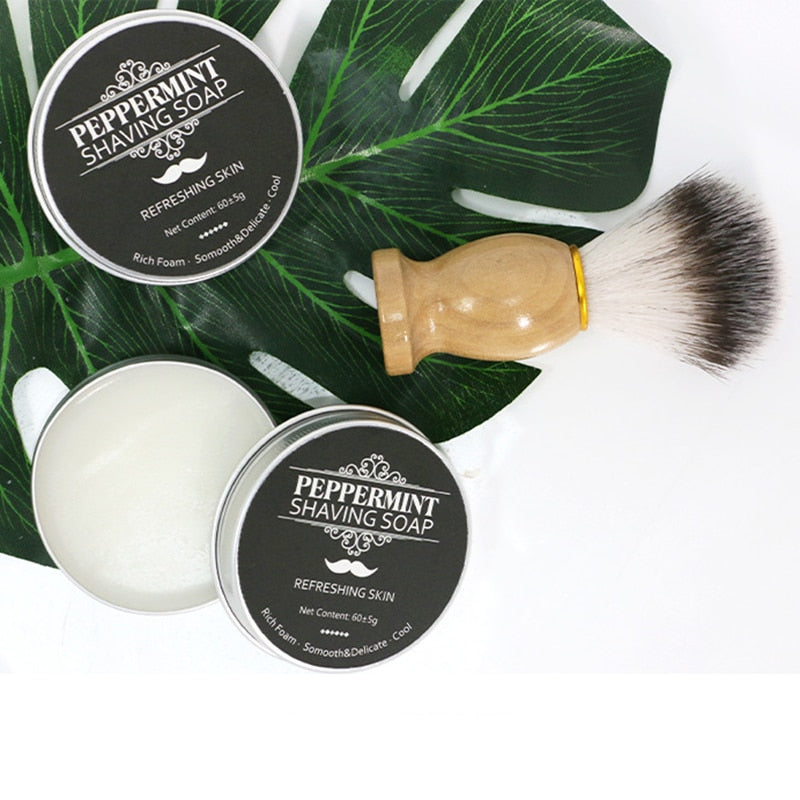 Peppermint Mint Scented Men's Shaving Soap Shaving Cream Aluminum Boxed Foam Rich Gentle Handmade Shave Soap Shave Beard Cream