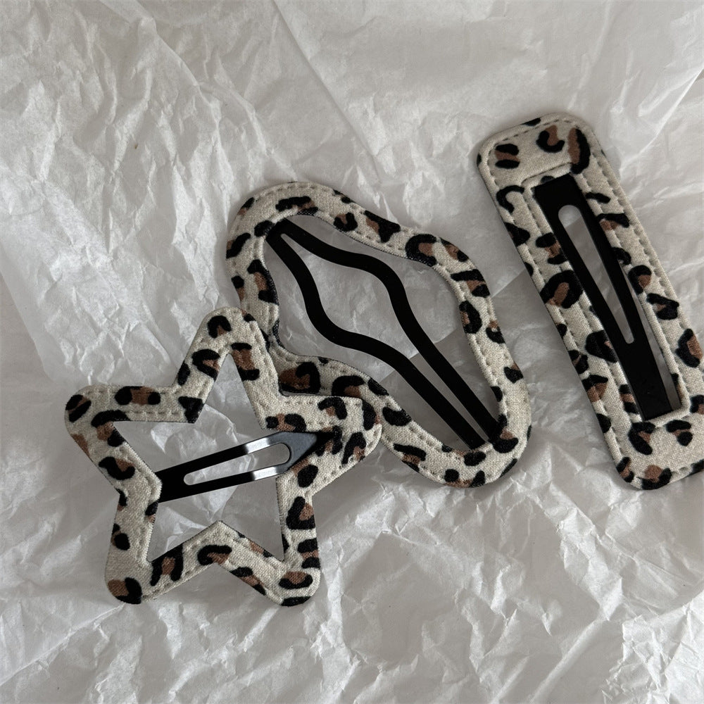 Leopard Print Hollow Out BB Clip Clouds Pentagram Hairpin