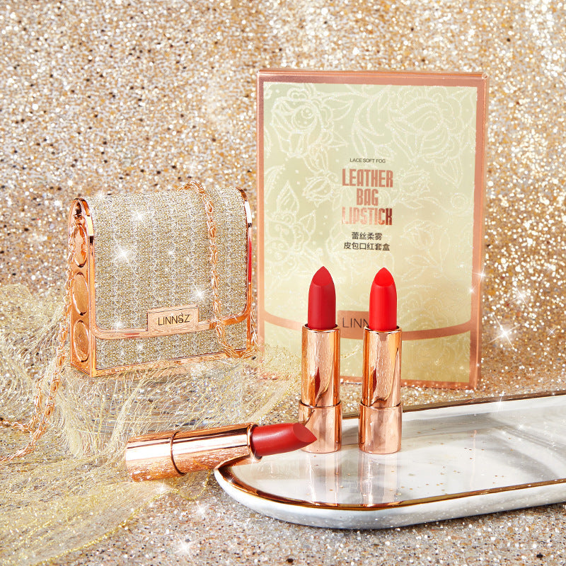 Linnsz Starry Sky Bright Small Leather Bag Lipstick Three Packs