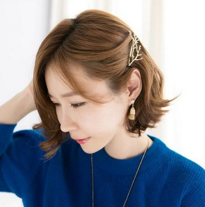 Korea hair accessories fairy antlers branch metal edge clip side clip hairpin fashion personality princess clip side folder