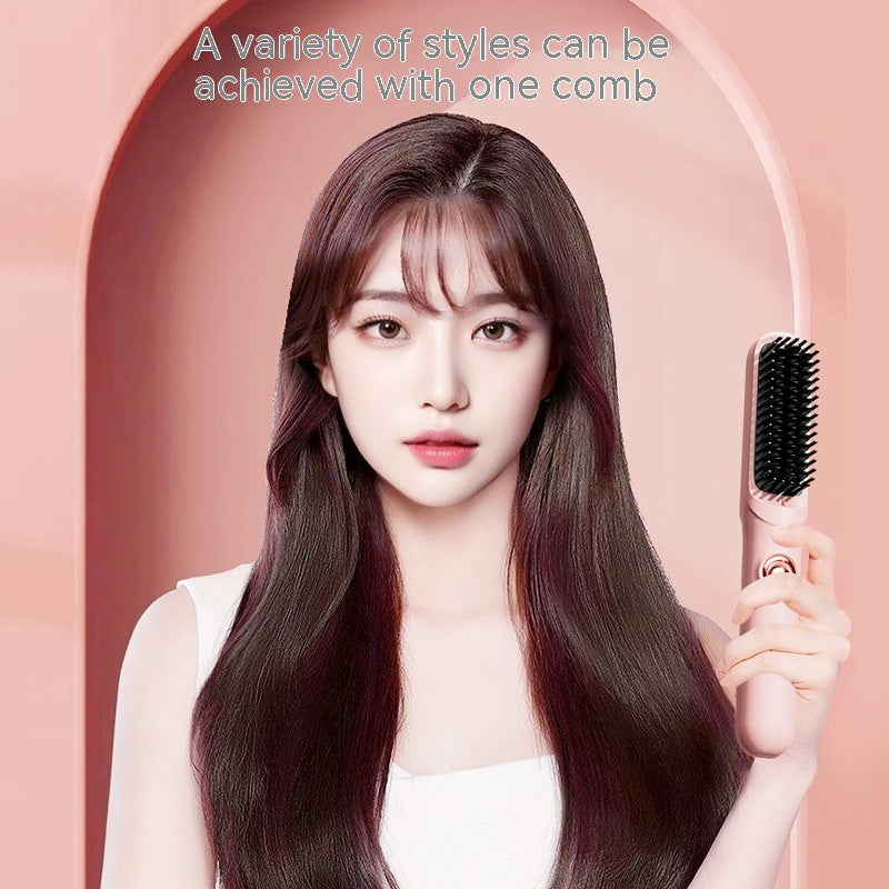FlagShip Wireless Straight Comb Anion Does Not Hurt Hair Portable Hair Curler And Straightener Dual-use