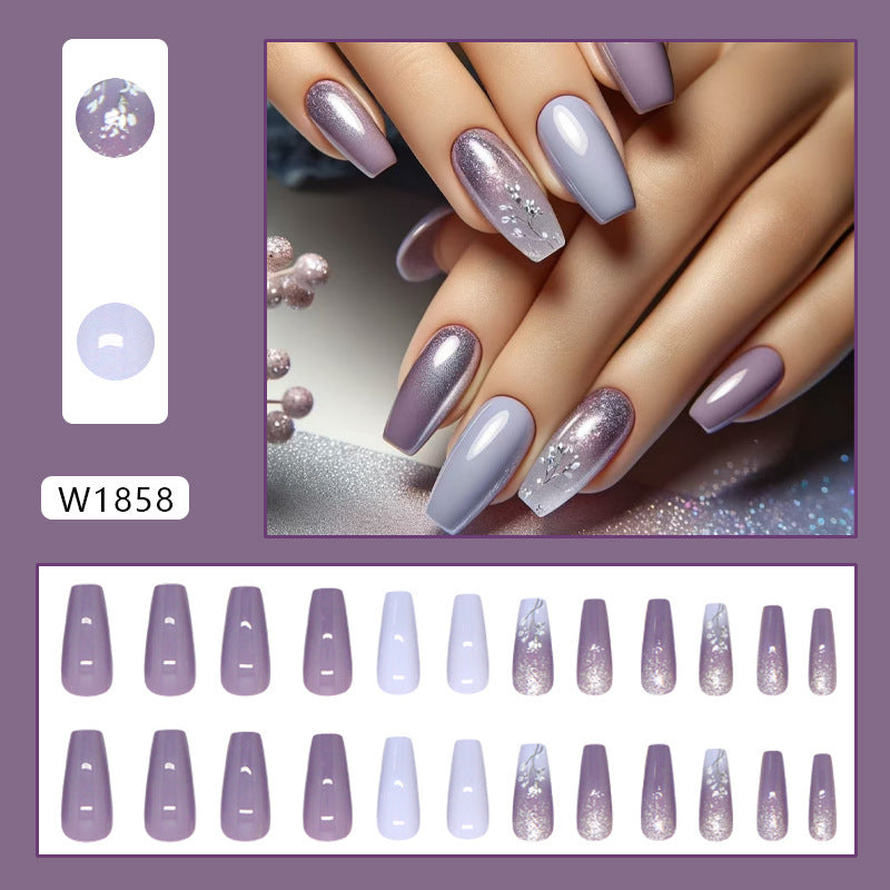 Press-on Ballet Nail Stickers Purple Vine Removable