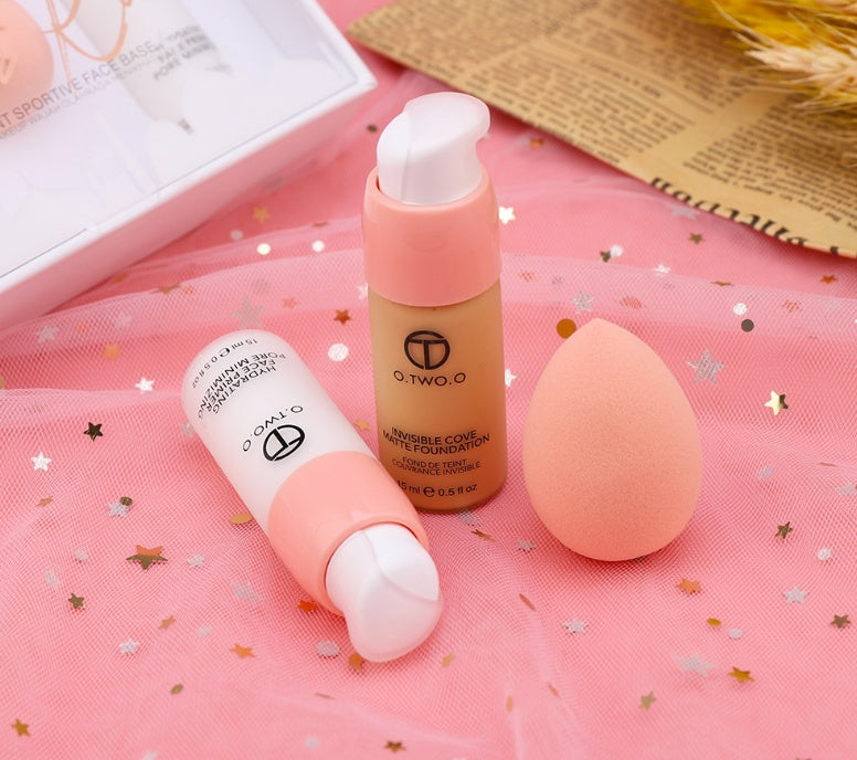 O.TWO.O Invisible Pore Primer Moisturizing Concealer Liquid Foundation Set