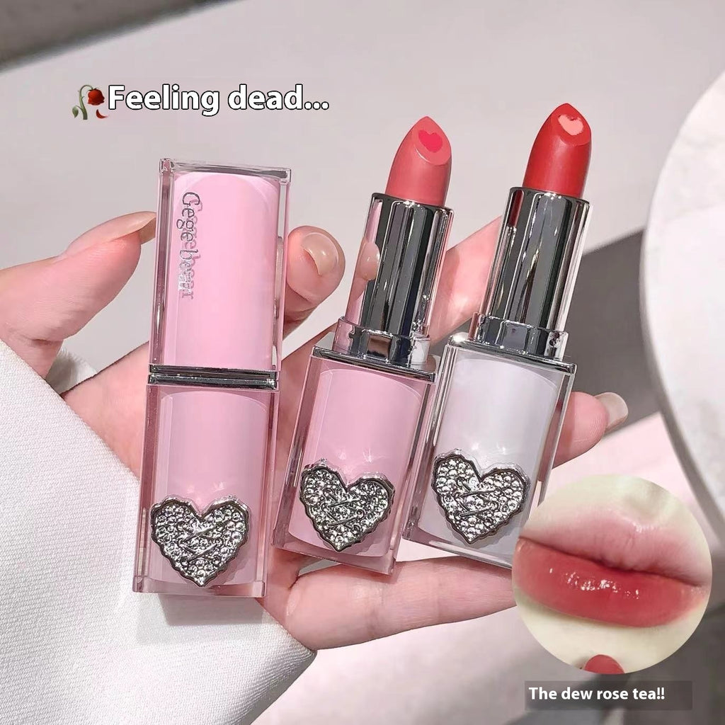 Gege Bear Crystal Transparent Runcai Sandwich Lipstick Glossy Mirror