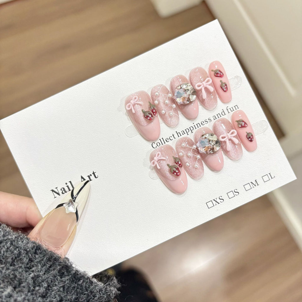 Cute French-style Cat-eye Nail Stickers For A Charming Manicure