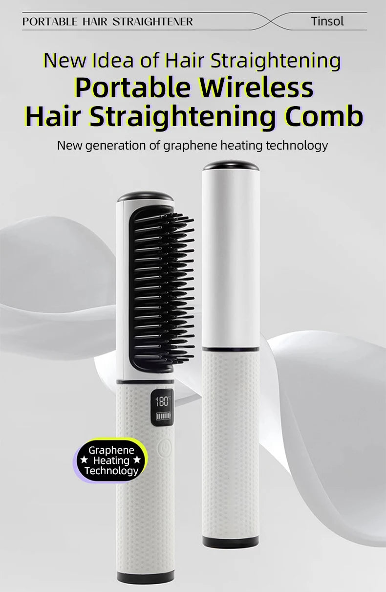 Anion LCD USB Charging Straight Comb Negative Ion Lazy Hair Straightener Curly Hair Dual-use Broken Hair Finishing