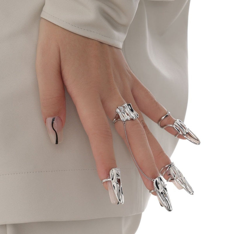 Handmade Dark Style Ring Detachable Nail