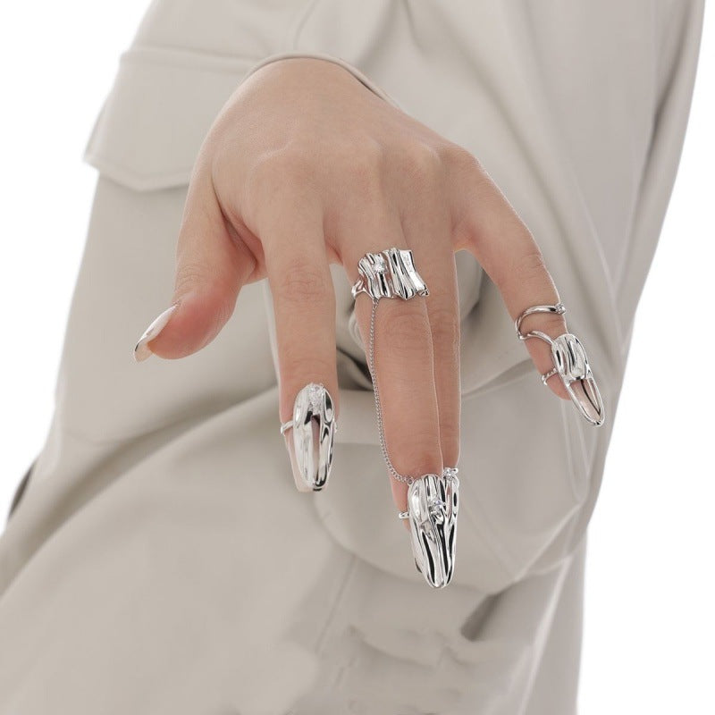 Handmade Dark Style Ring Detachable Nail