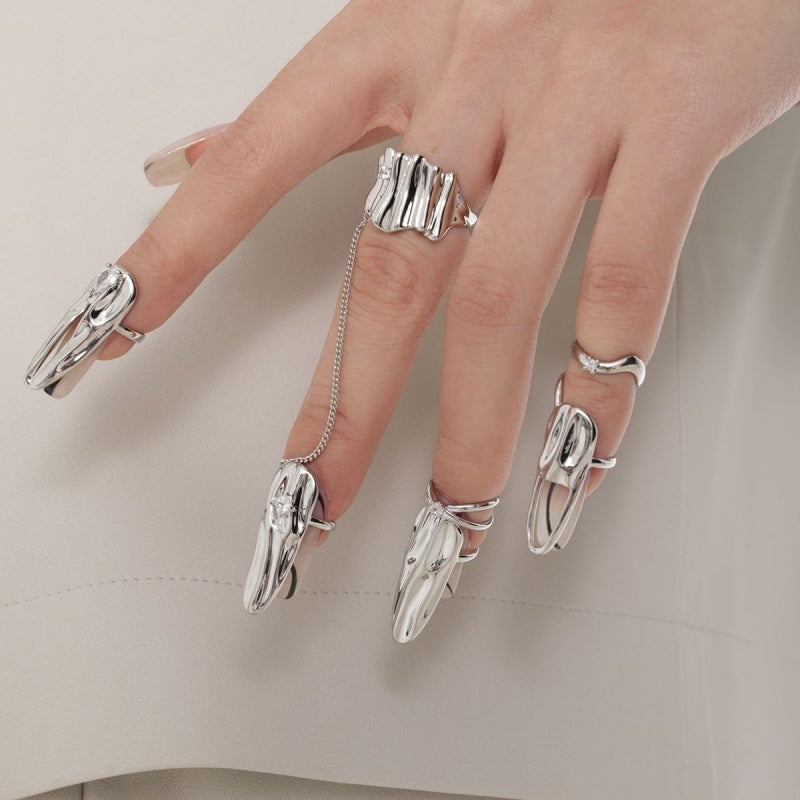 Handmade Dark Style Ring Detachable Nail