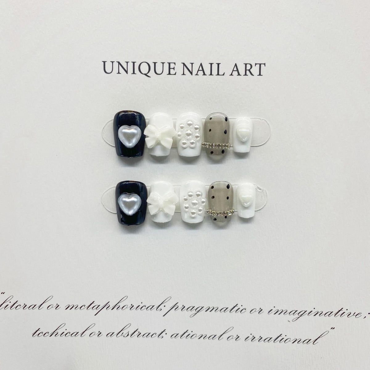 Black And White Cute Women's Handmade Nail Patch