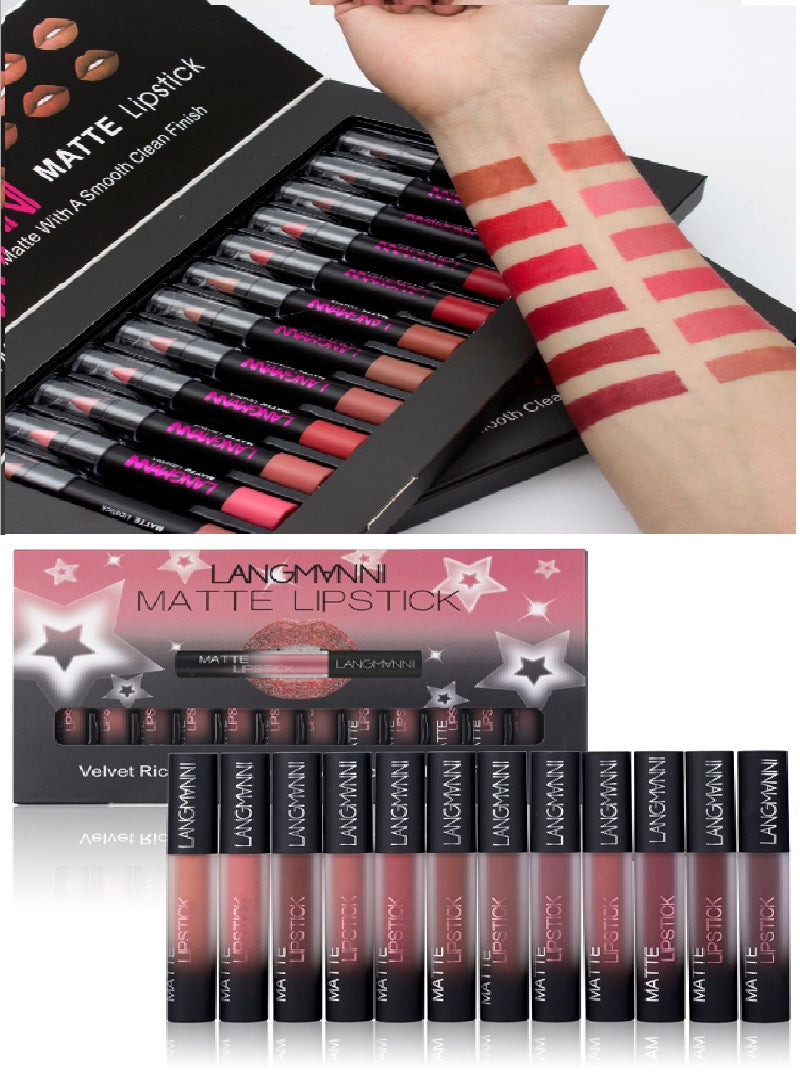Langmanni Matte Lipstick Waterproof Long-lasting Velvet Lipstick Set