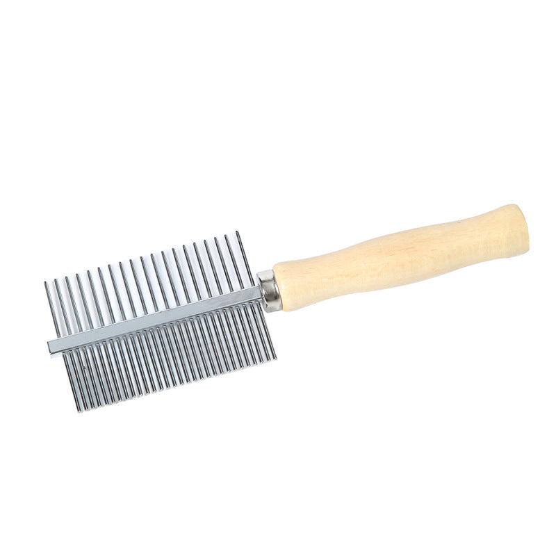 Double row comb with wooden handle