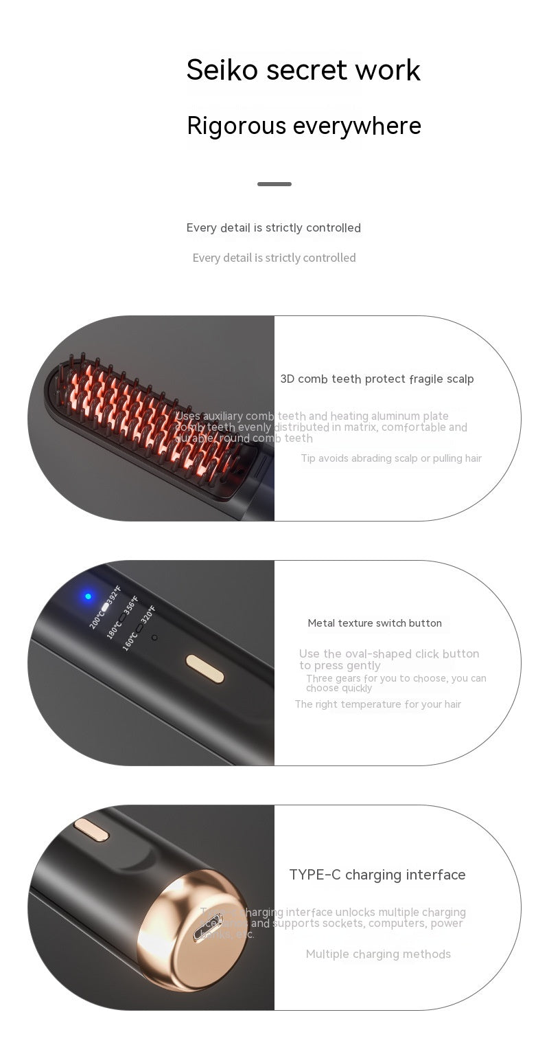 Seiko Wireless Negative Ion Straight Hair Comb