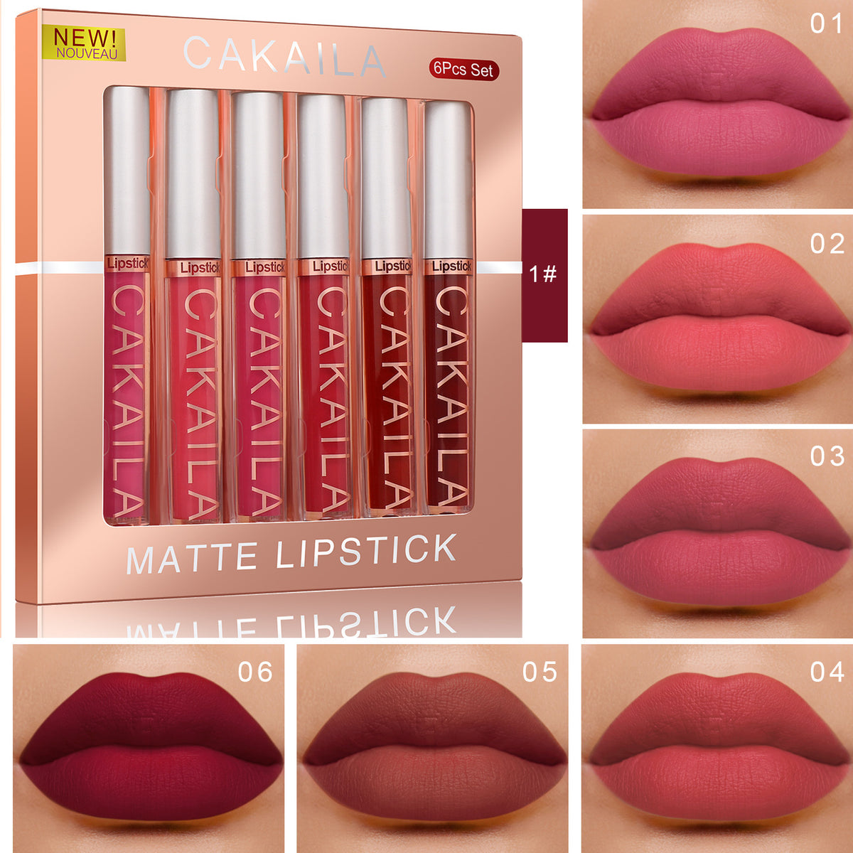 Cakaila Matte Nonstick Lip Gloss Set Of 6