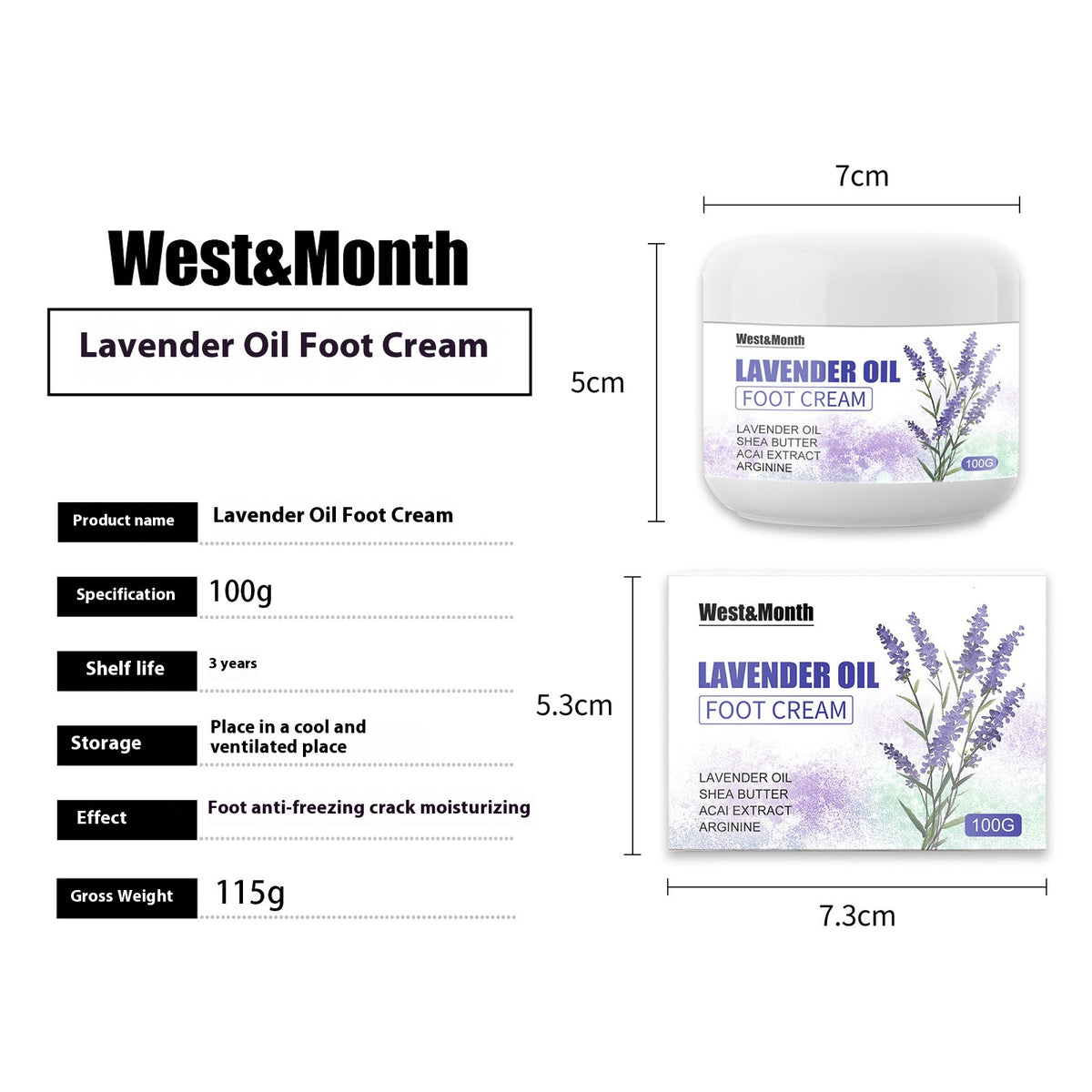 West&Month Lavender Oil Foot Cream Antifreeze