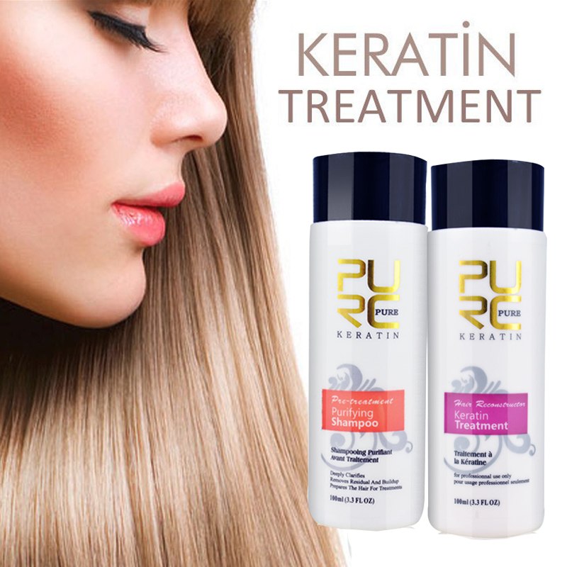 PURE Straightening Hair Nourishing And Straighten Damage Hair Products Brazilian Keratin Care Purifying Shampoo